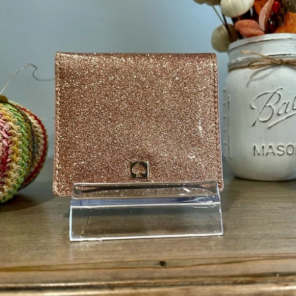 Kate Spade Mavis Rose Gold Glitter Wallet - Picture 7 of 12